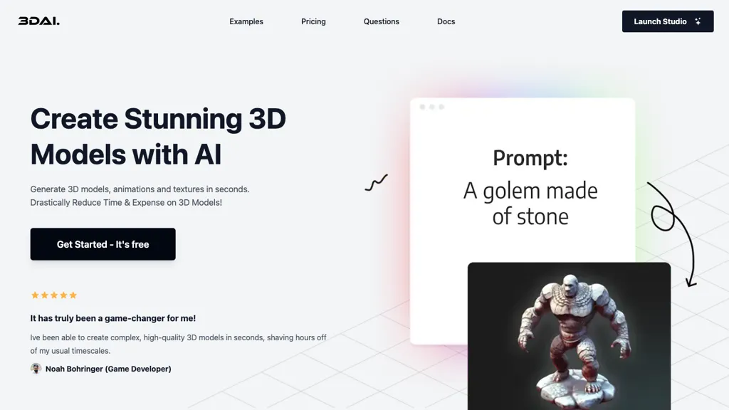 3D AI Studio website