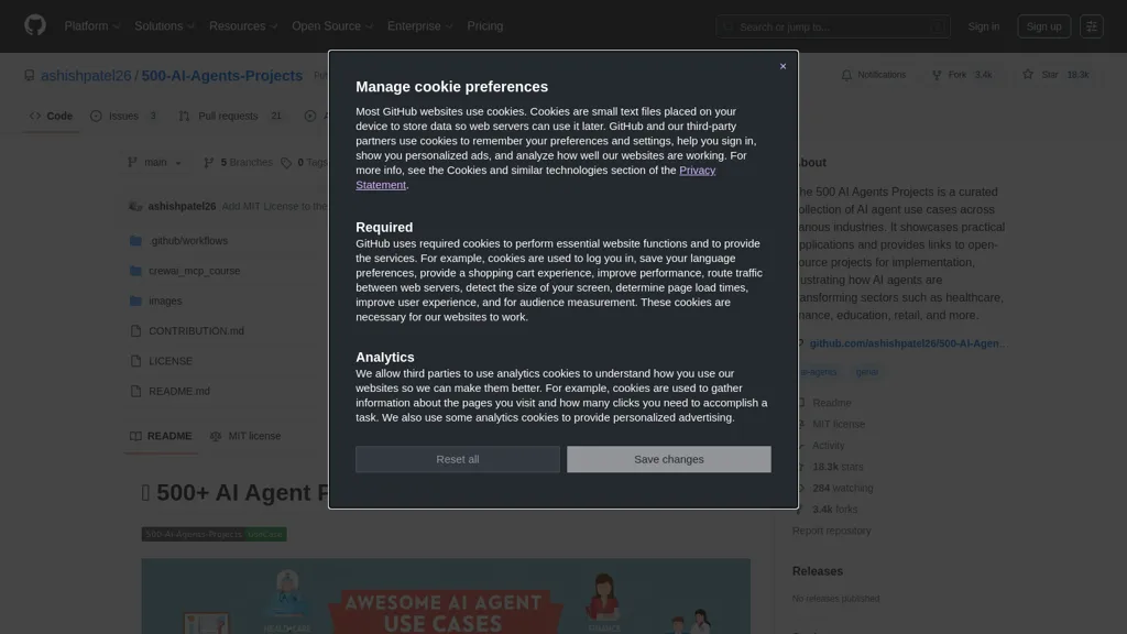 500 AI agents Projects AI tool screenshot
