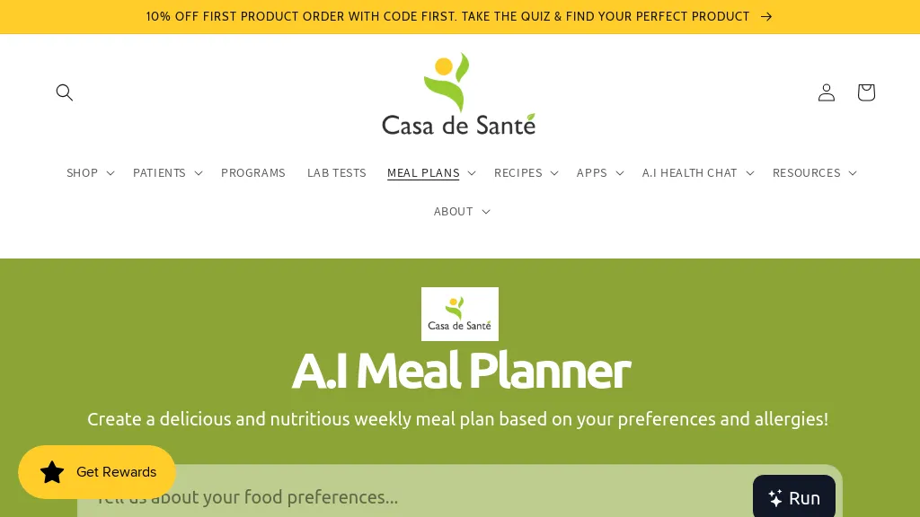 A.I Meal Planner website
