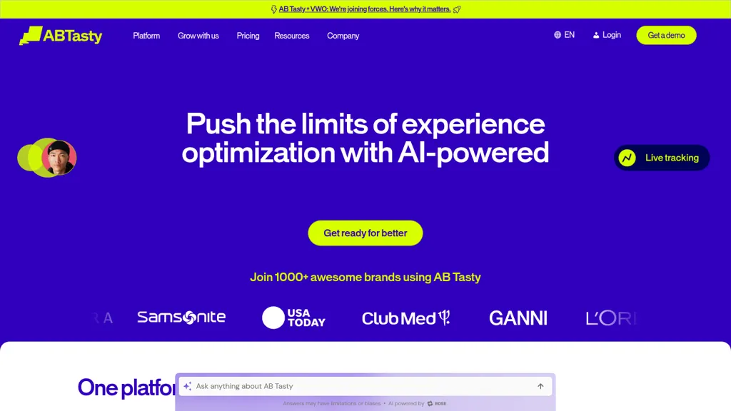 AB Tasty AI tool screenshot
