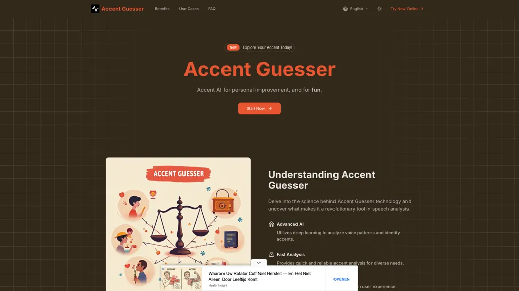 Accent Guesser AI tool screenshot