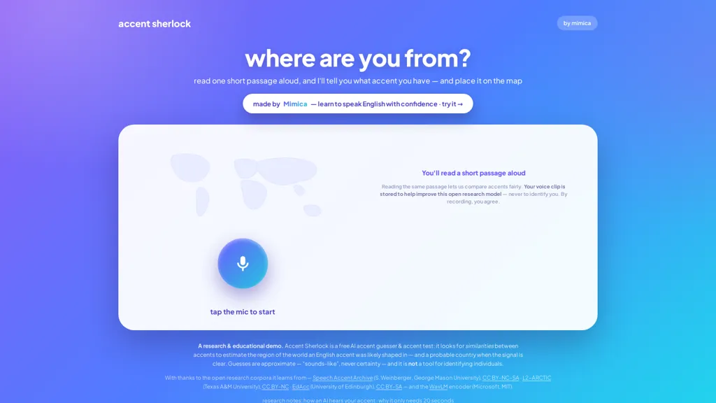 accent sherlock AI tool screenshot
