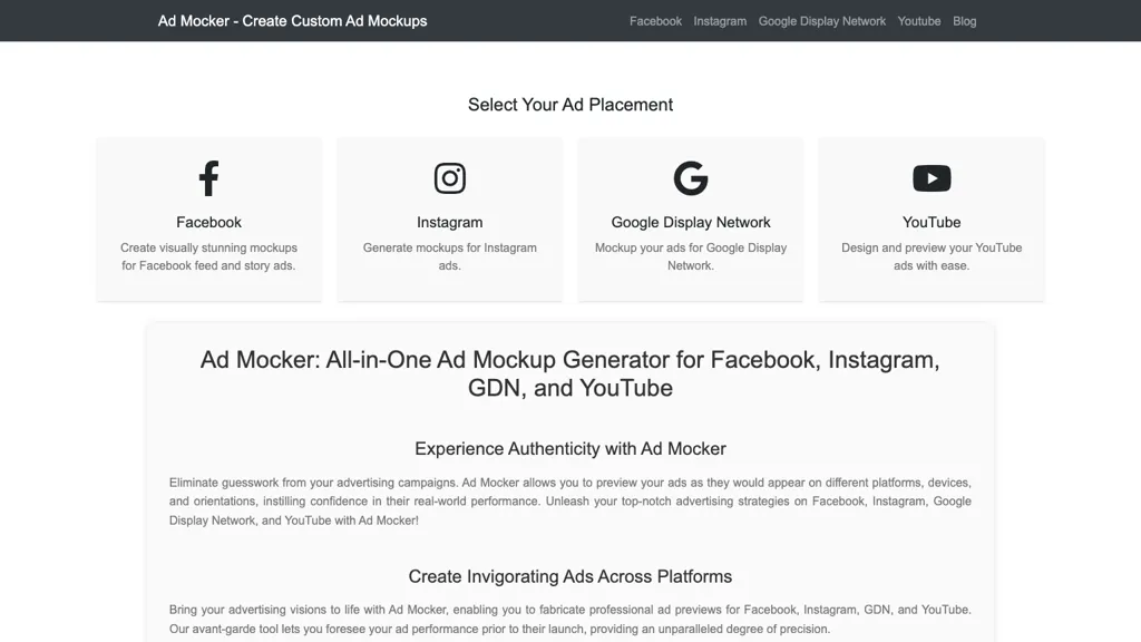 Ad Mocker website
