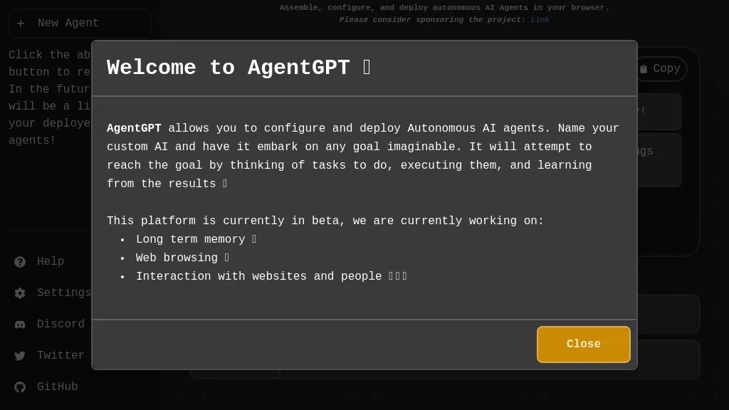 AgentGPT website