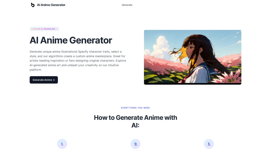 AI Anime Generator website