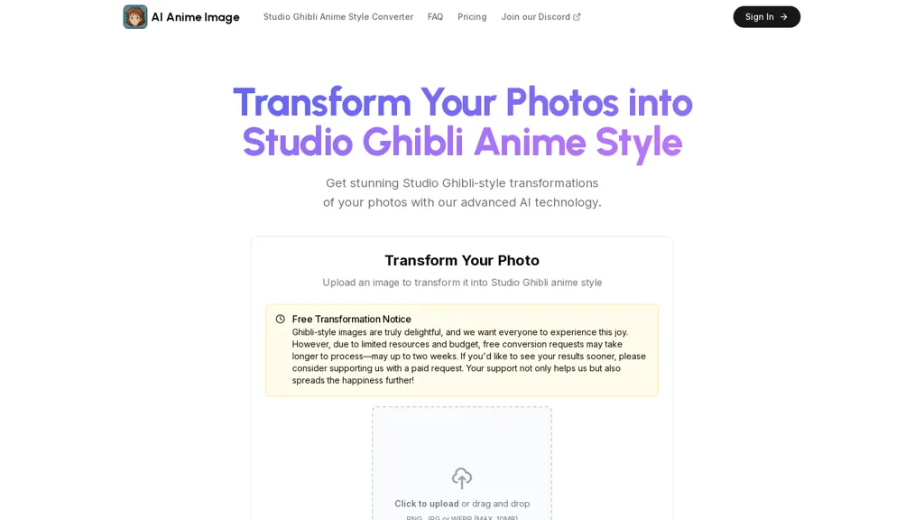 AI Anime Image website
