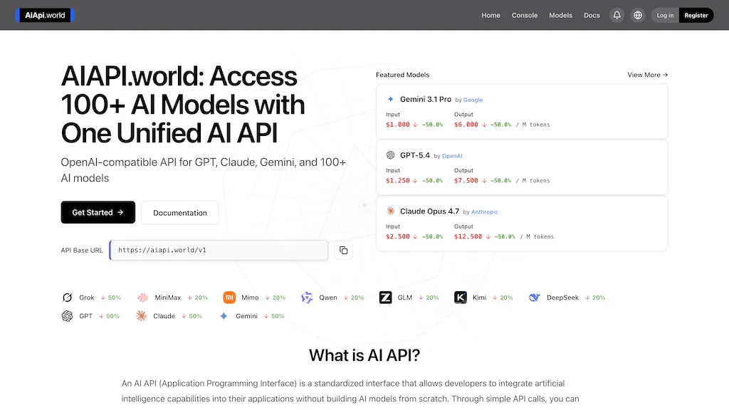AI API AI tool screenshot