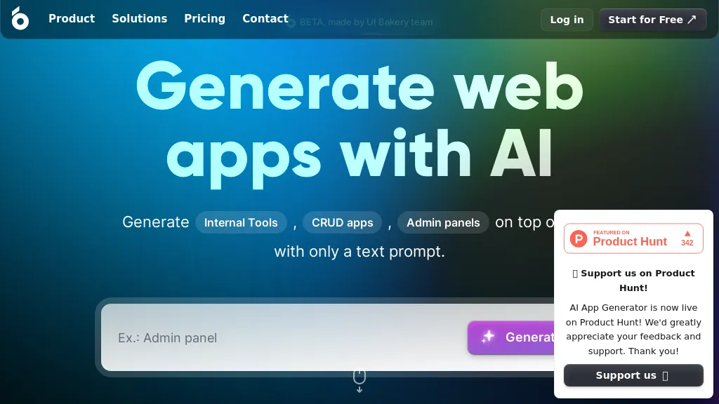 AI App Generator by UI Bakery website