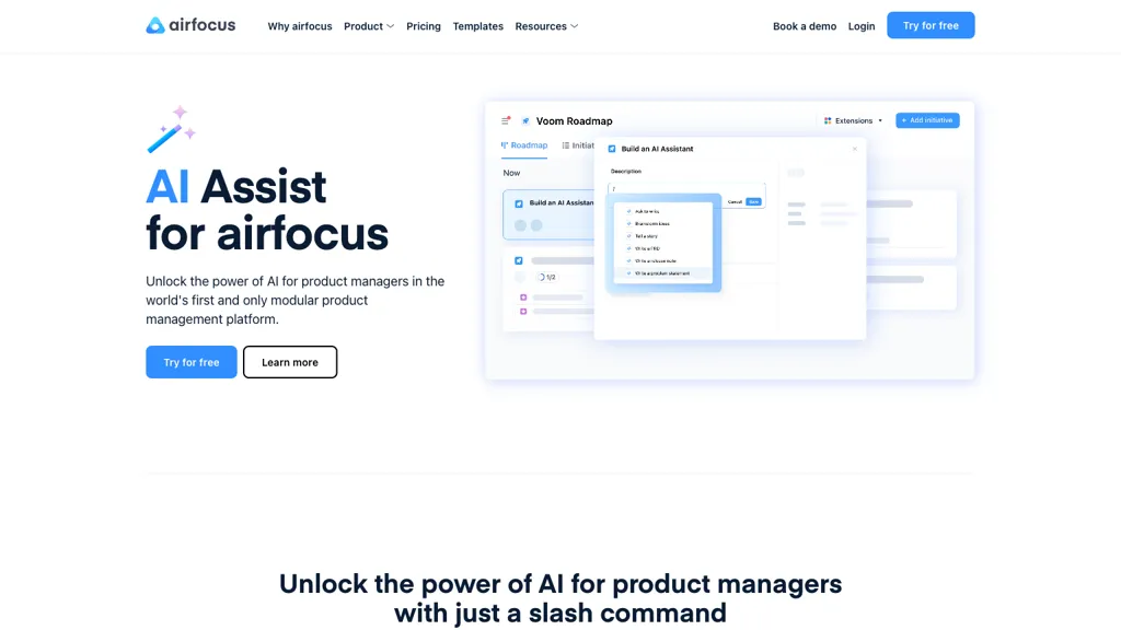 AI Assist by airfocus website