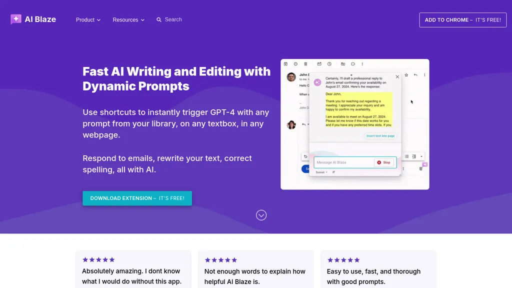 AI Blaze AI tool screenshot