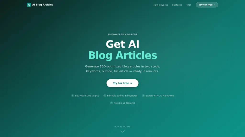 AI Blog Articles AI tool screenshot