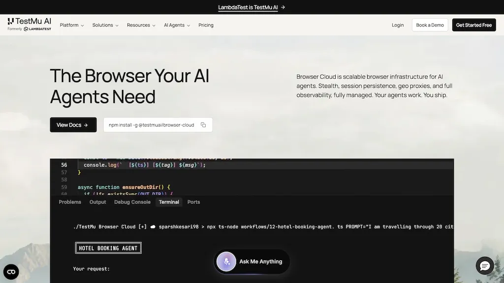 Browser Cloud by TestMU AI tool screenshot