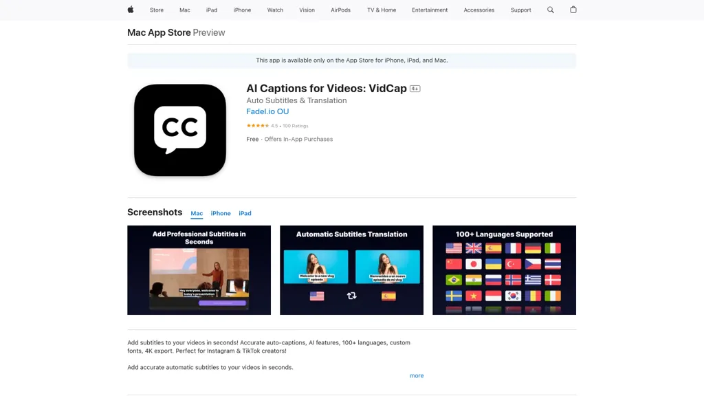 AI Captions for Videos website