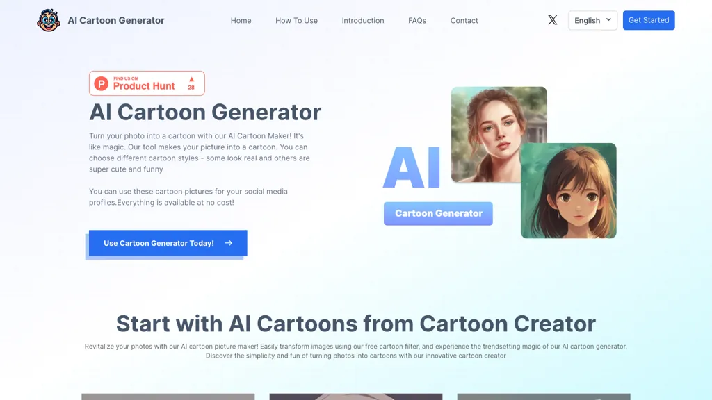 AI Cartoon Generator website