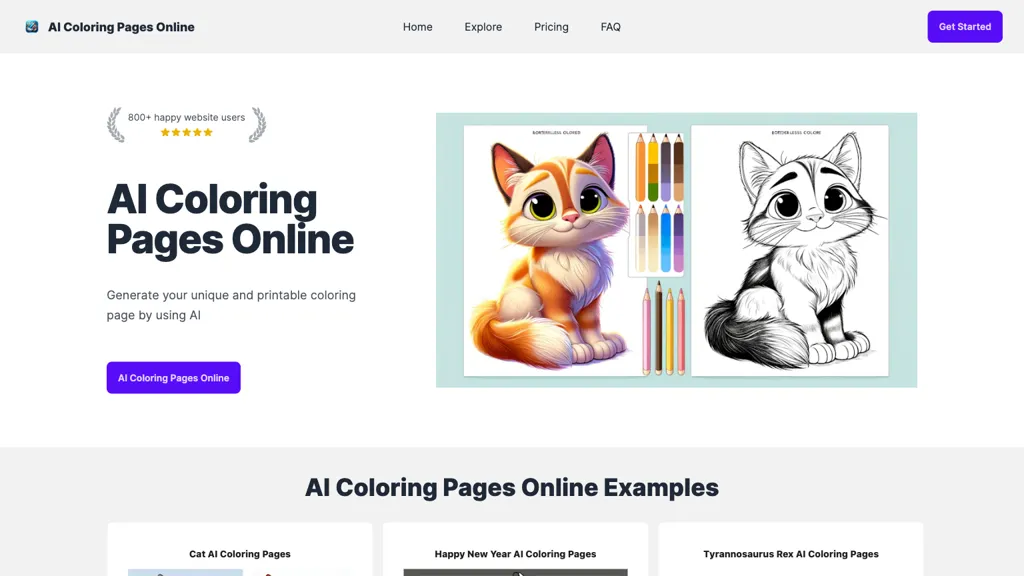 AI Coloring Page Online website