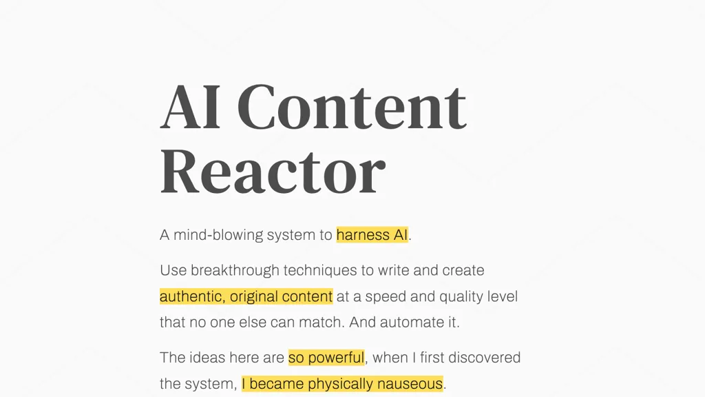 AI Content Reactor website