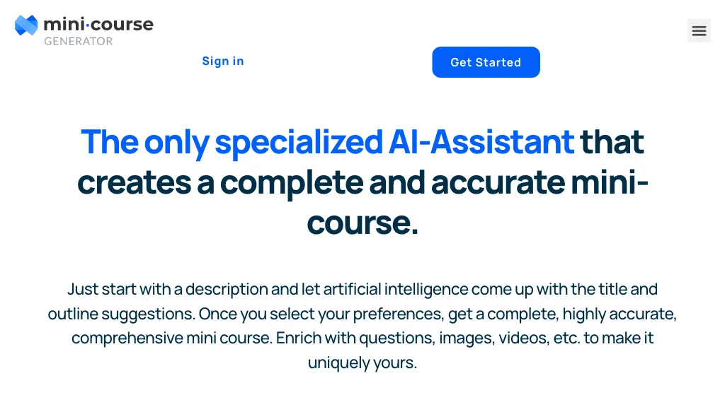 AI Course Creator website