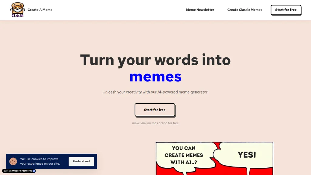 Create A Meme (C.A.M) AI tool screenshot