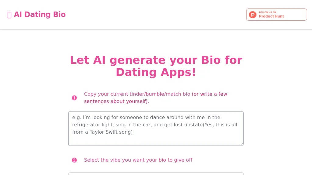 AI Dating Bio website