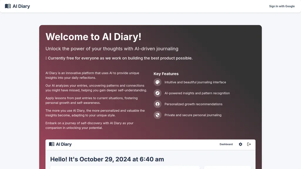 AI Diary website