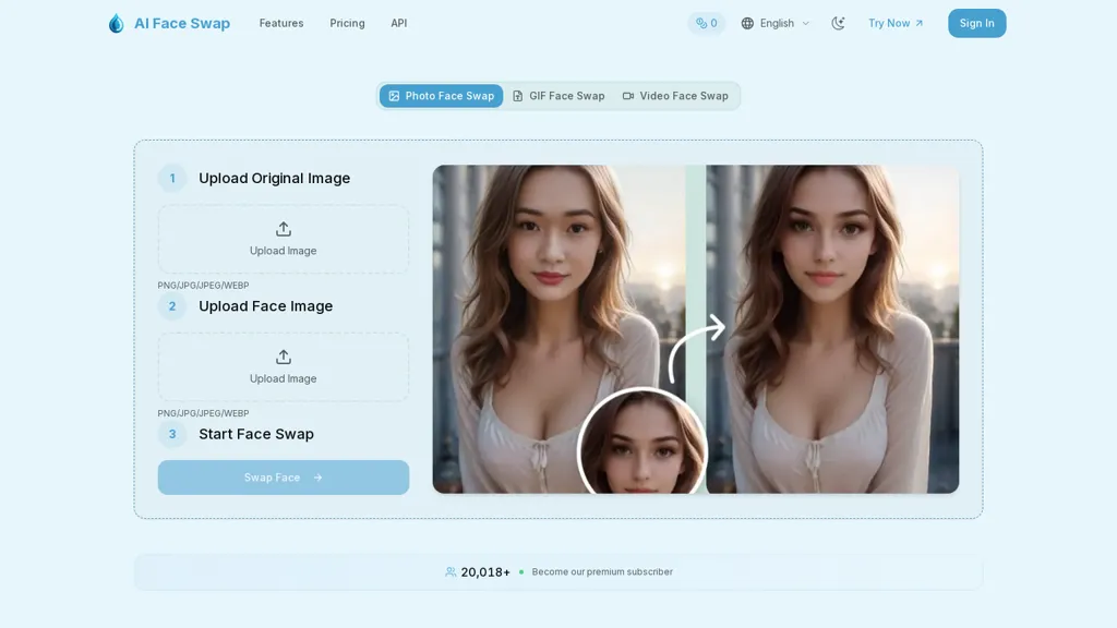 AI Face Swap website