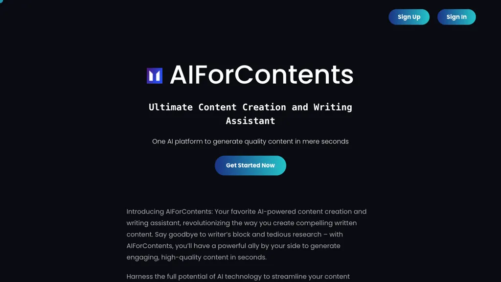 AI For Contents website