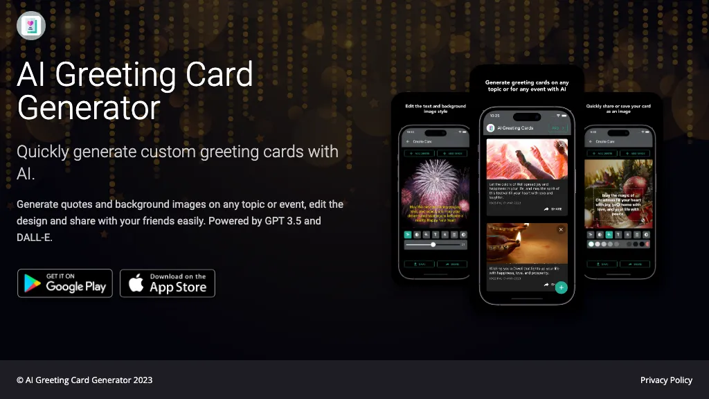 AI Greeting Card Generator website