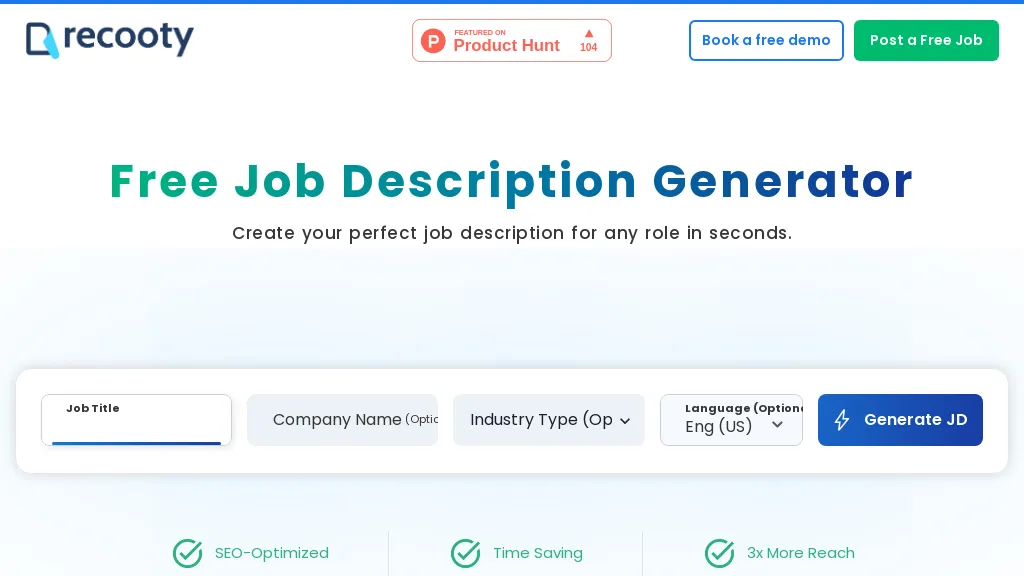 Recooty - Job Description Generator website