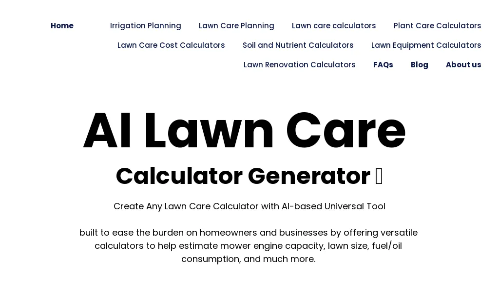 AI Lawn Care  Calculator  website