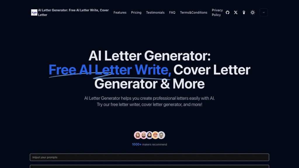 AI Letter Generator website