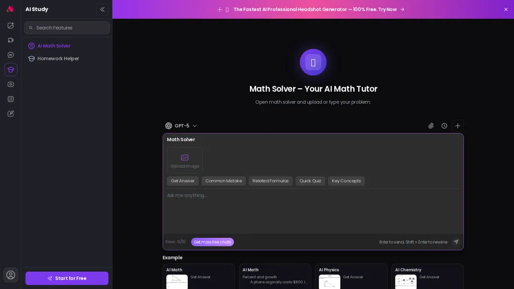 AI Math Solver - arting.ai AI tool screenshot