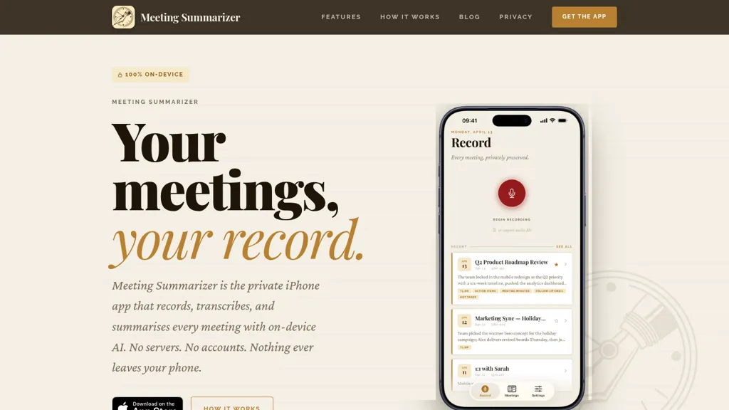 AI Meeting Summarizer AI tool screenshot