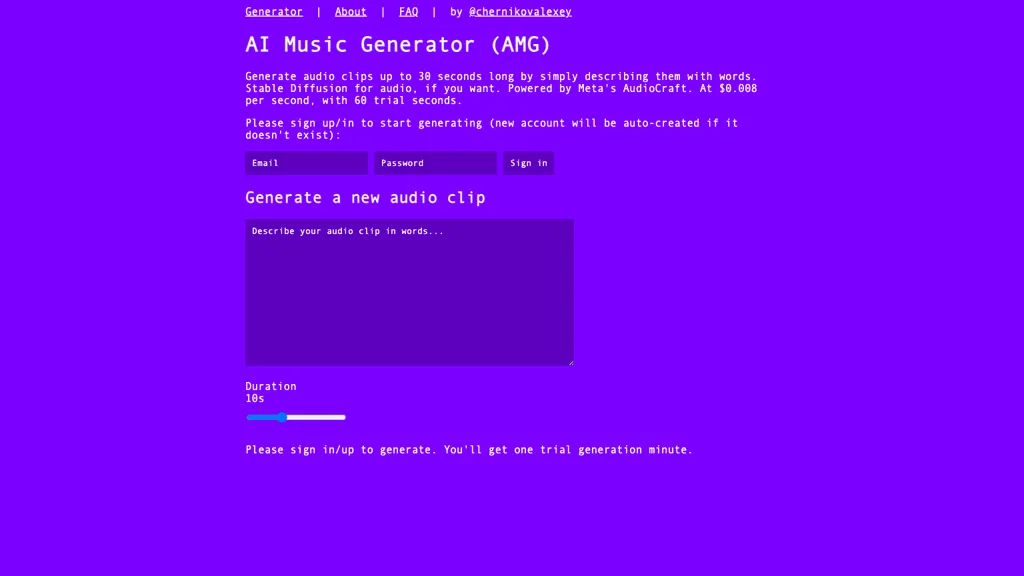 AI Music Generator website