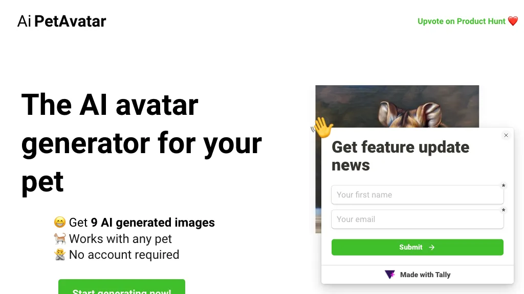AI Pet Avatar website