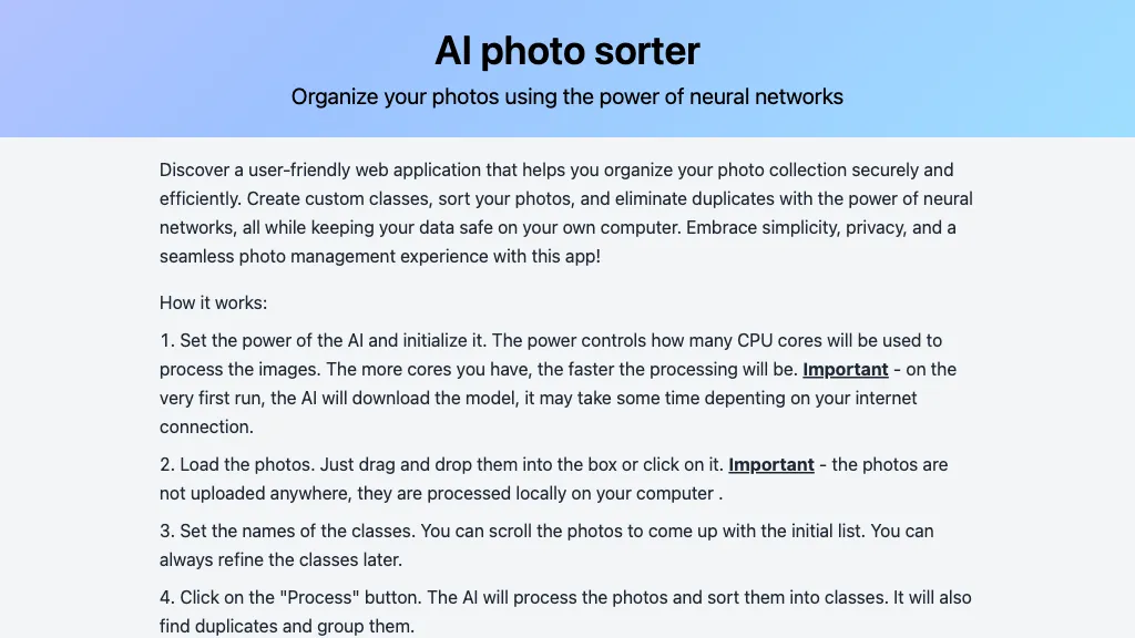 AI photo sorter website