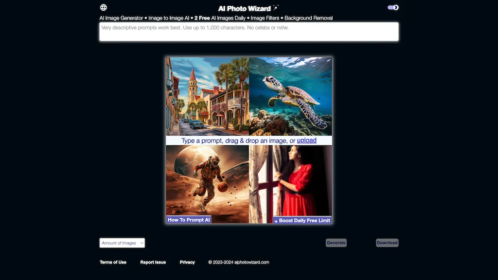 AI Photo Wizard website