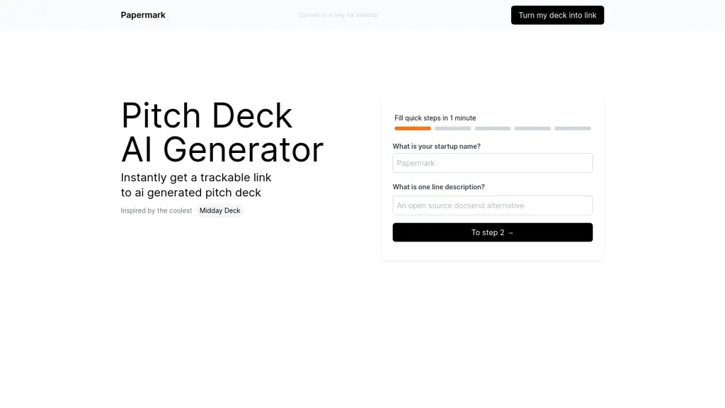AI Pitch Deck Generator website