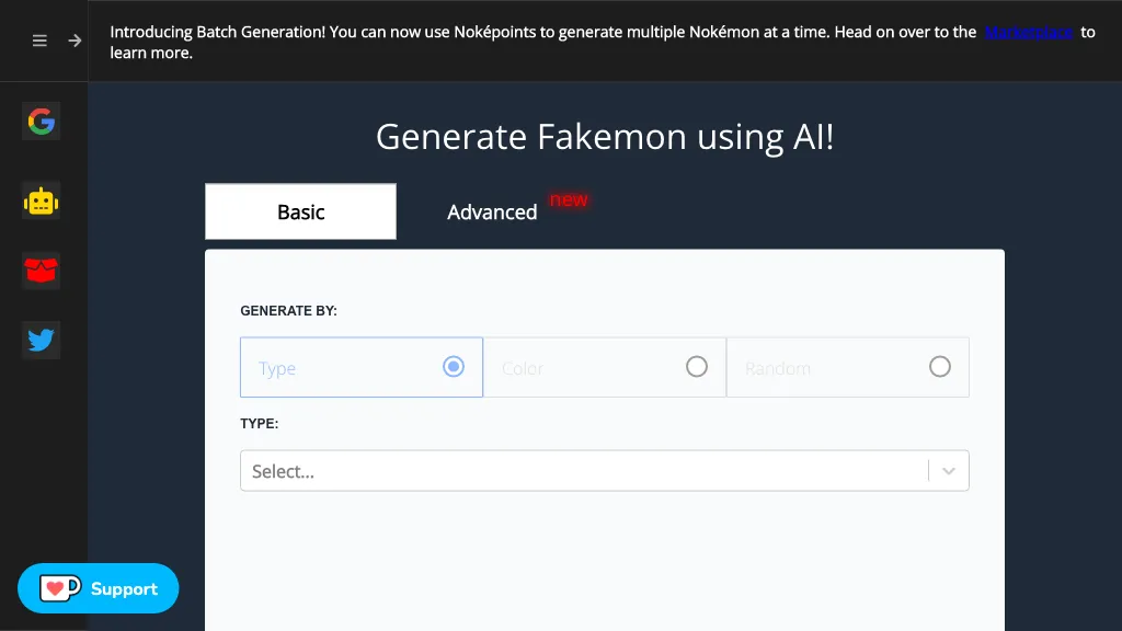 AI Pokemon generator website