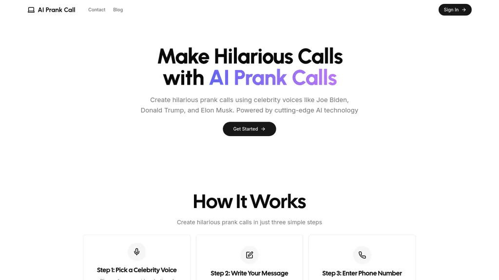 AI Prank Call website