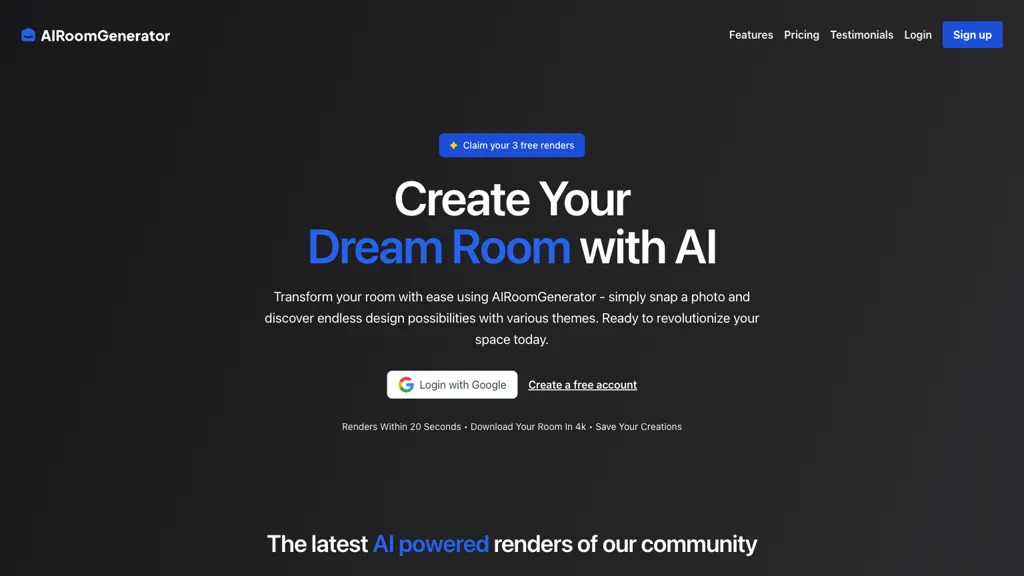 AI Room Generator website