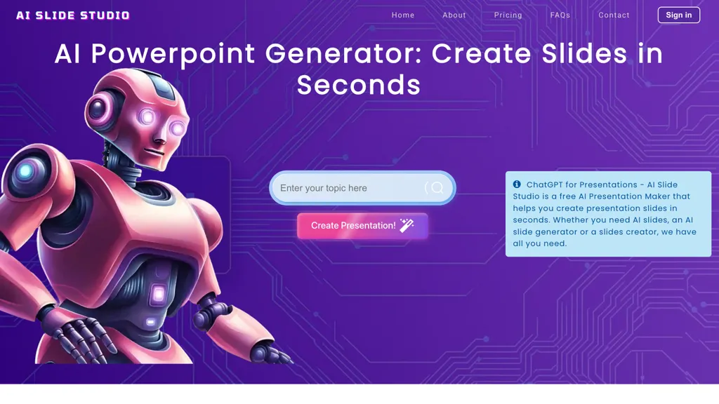 AI Slide Studio AI tool screenshot