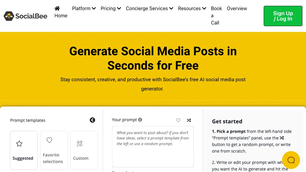 AI Social Post Generator website