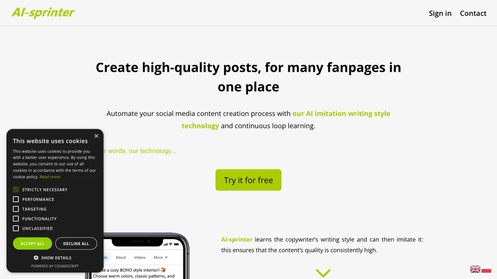 Ai-sprinter website