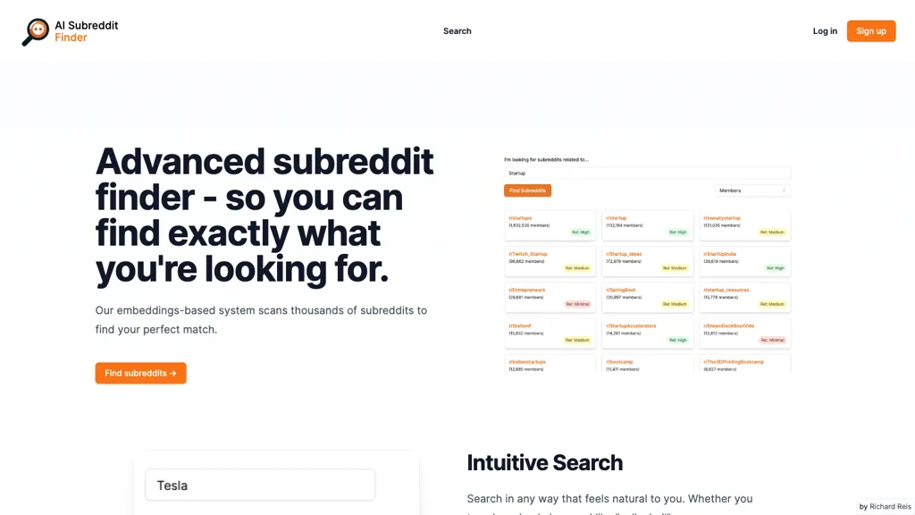 AI Subreddit Finder website