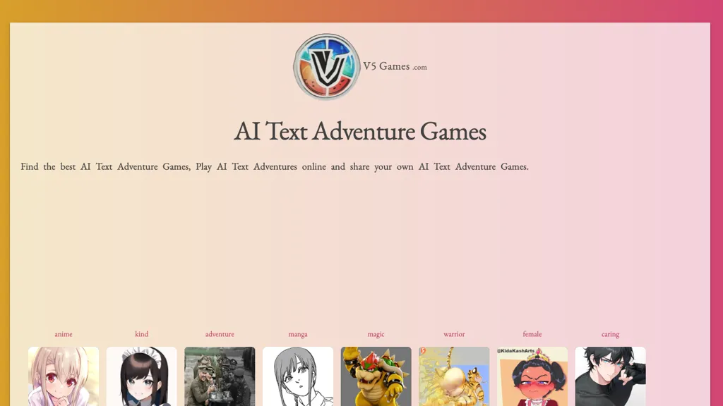 AI Text Adventures website