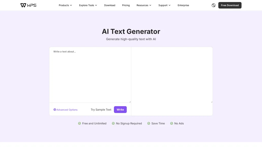 Text Generator- WPS.com AI tool screenshot