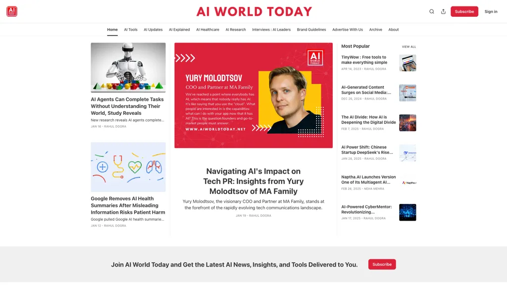 AI World Today AI tool screenshot