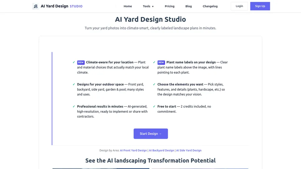 AI Yard Design Studio AI tool screenshot