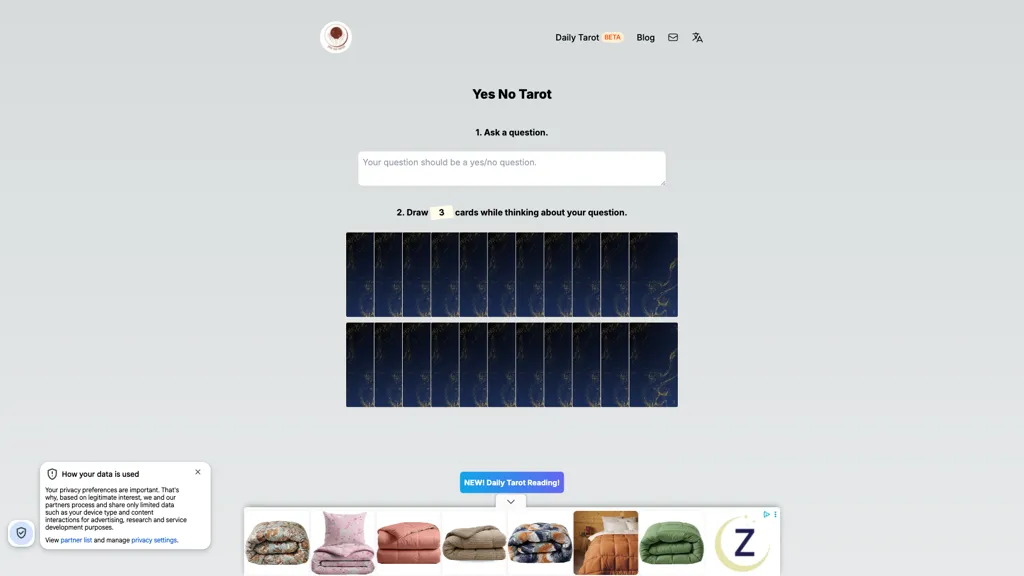 AI yes-or-no tarot AI tool screenshot