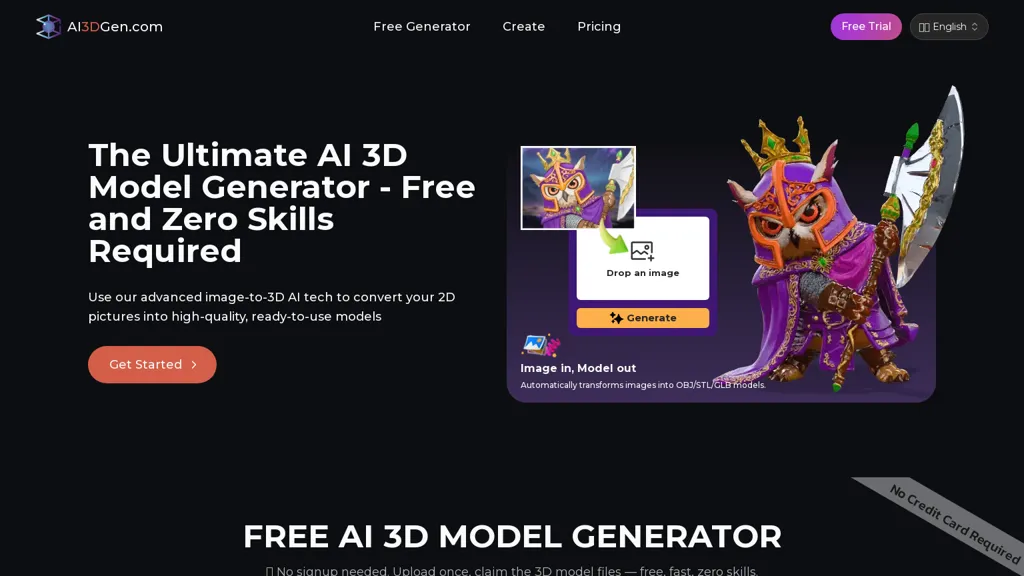 AI3DGen AI tool screenshot